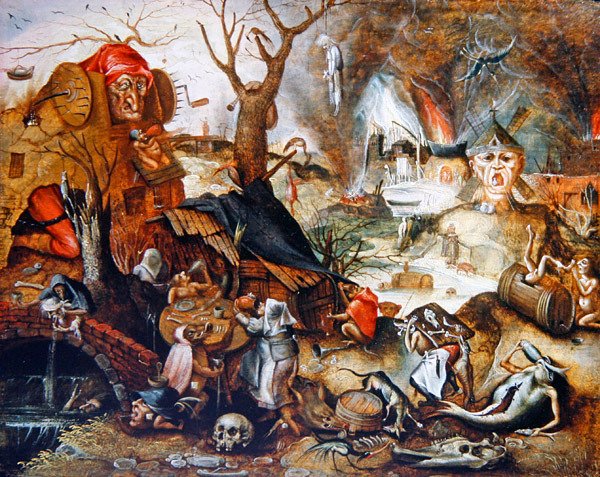 A Vision of Hell (olie på panel) af Jan (follower of) Mandijn