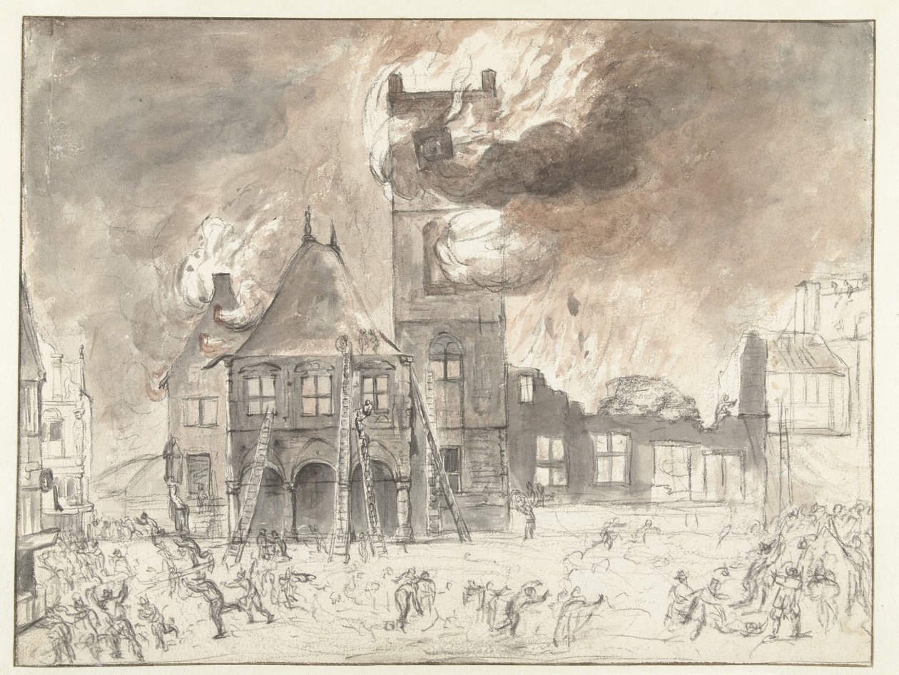 Brand i det gamle rådhus i Amsterdam af Jan Abrahamsz. Beerstraten (possibly)