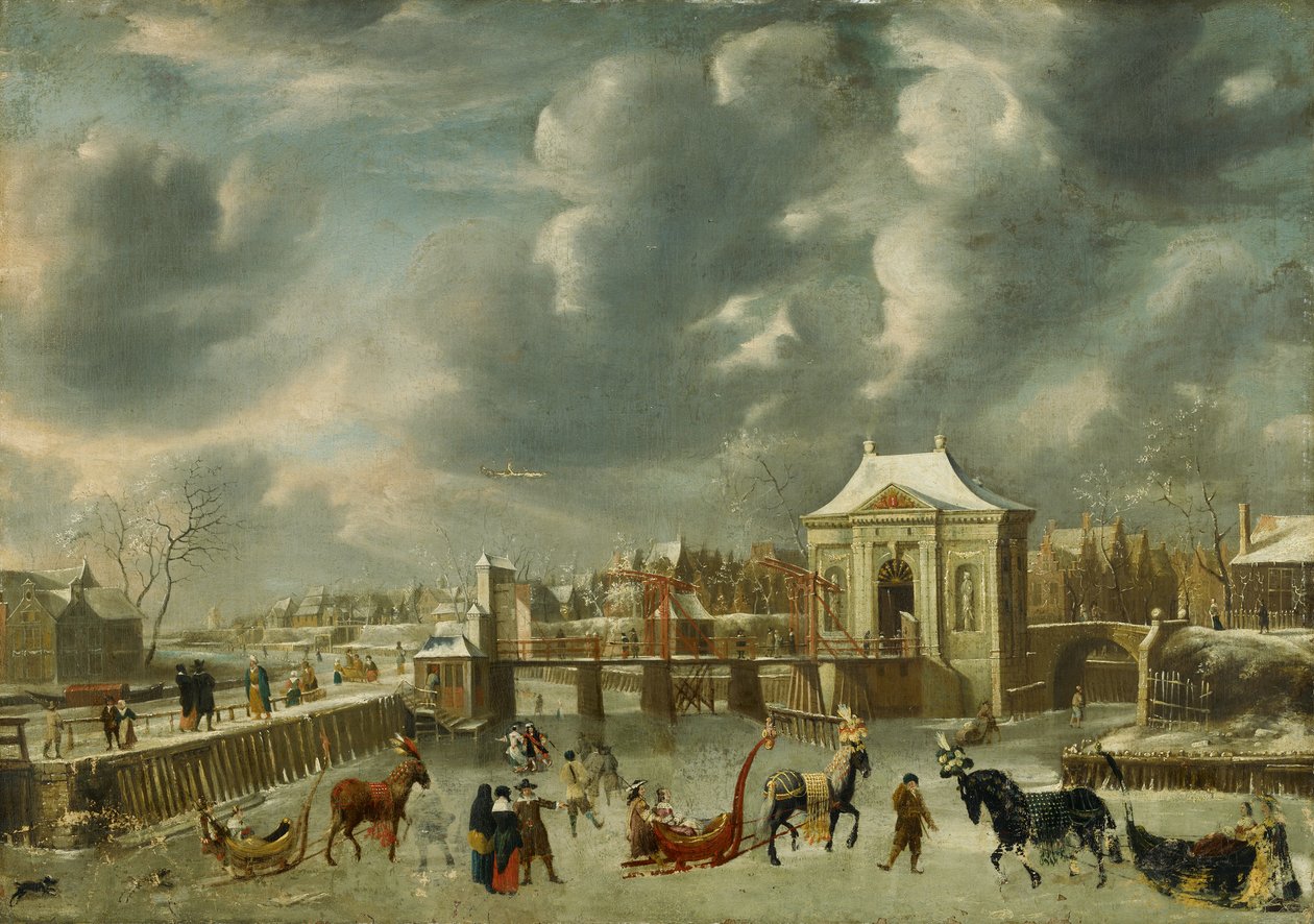 Heiligewegpoort om vinteren af Jan Abrahamsz. Beerstraten