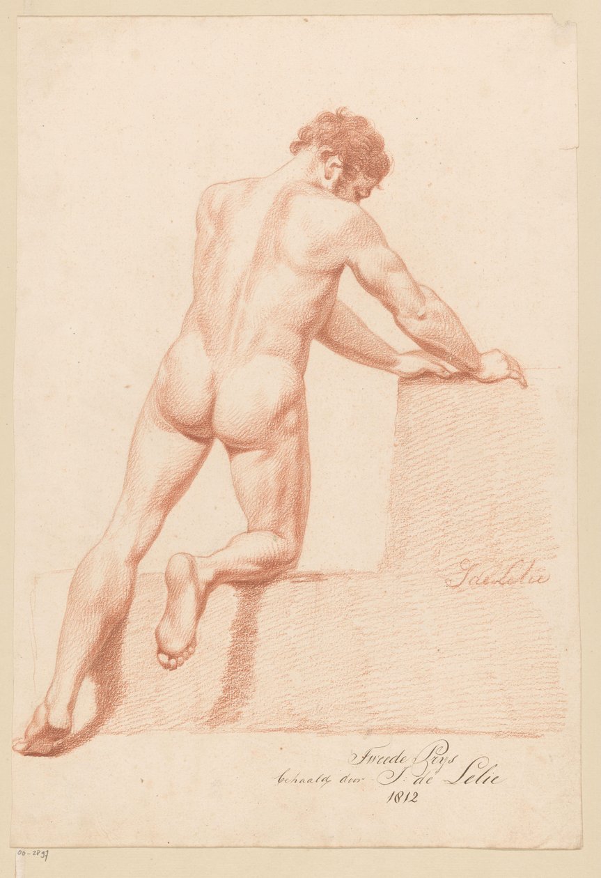 Knælende nøgen mand, set bagfra (2. præmie 1812) af Jan Adriaan Antonie de Lelie