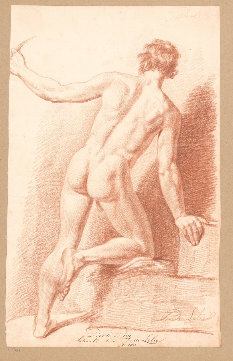 Stående nøgen mand, set bagfra (3. præmie 1811) af Jan Adriaan Antonie de Lelie