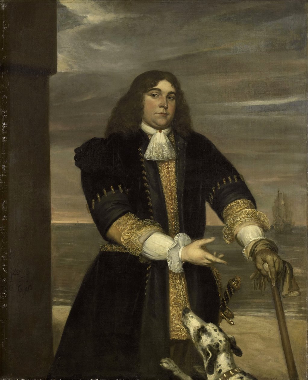 Hollandsk: Jan van Gelder (1647-73). Søfartskaptajn, stedsøn af Michiel Adriaensz de Ruyter Portræt af Jan Pauwelsz. van Gelder af Jan Andrea Lievens