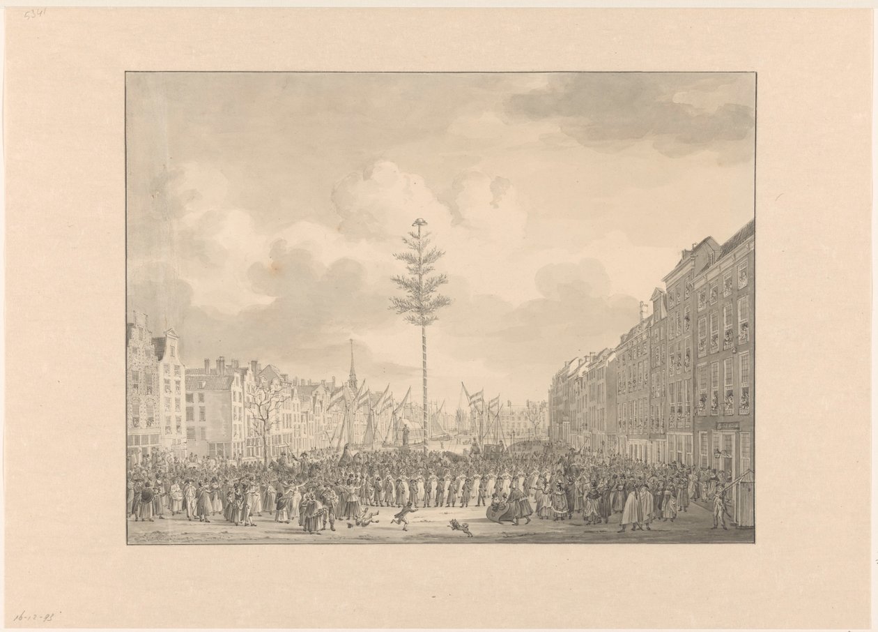 Frihedstræet på Grote Markt i Rotterdam, 1795 af Jan Anthonie Langendijk Dzn (possibly)