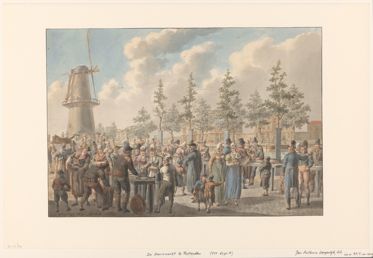 Fiskemarkedet i Rotterdam, 1816 af Jan Anthonie Langendijk Dzn