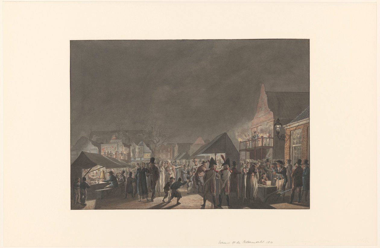 Messe på Botermarkt i Amsterdam, 1810 af Jan Anthonie Langendijk Dzn