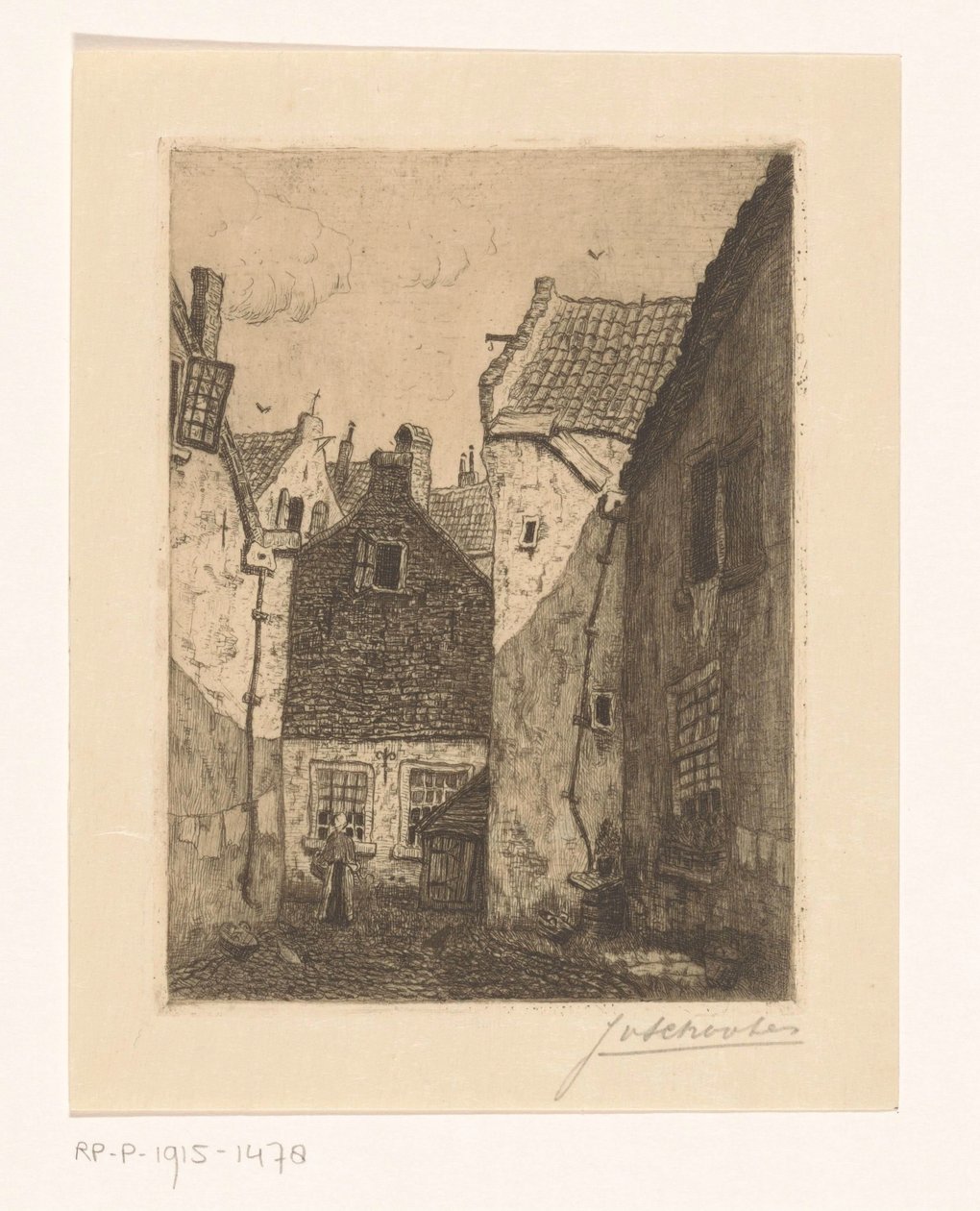 Gårdsplads af Jan Antonius van Schooten (signed by artist)