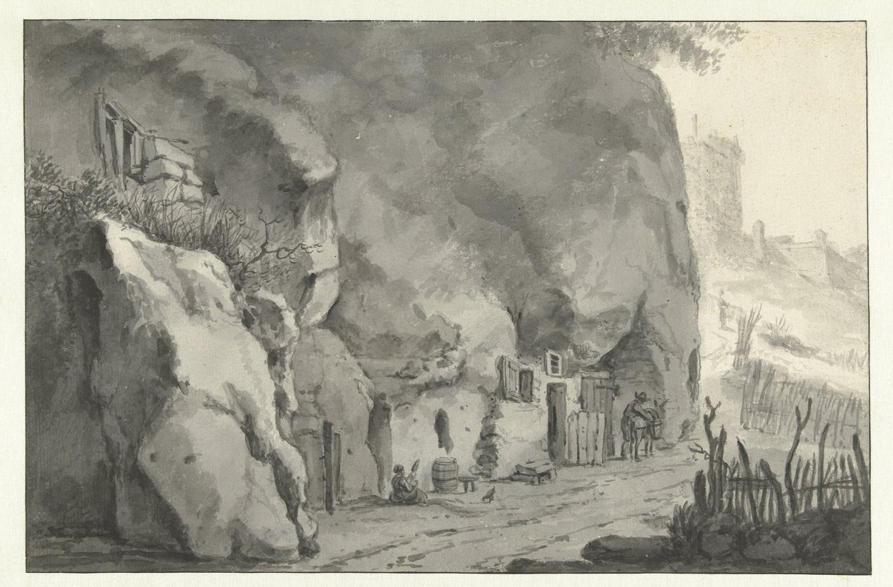 Klippehuse på Loire af Jan Asselijn (attributed to)
