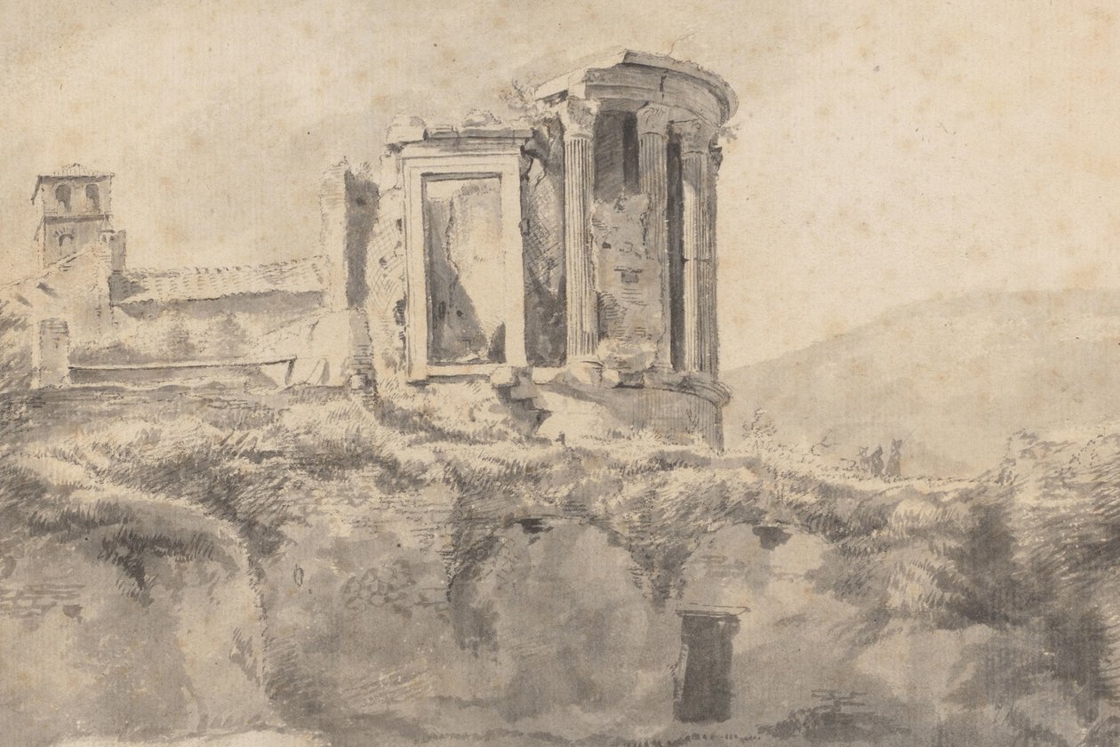 Udsigt over Vesta-templet i Tivoli af Jan Asselijn (possibly)