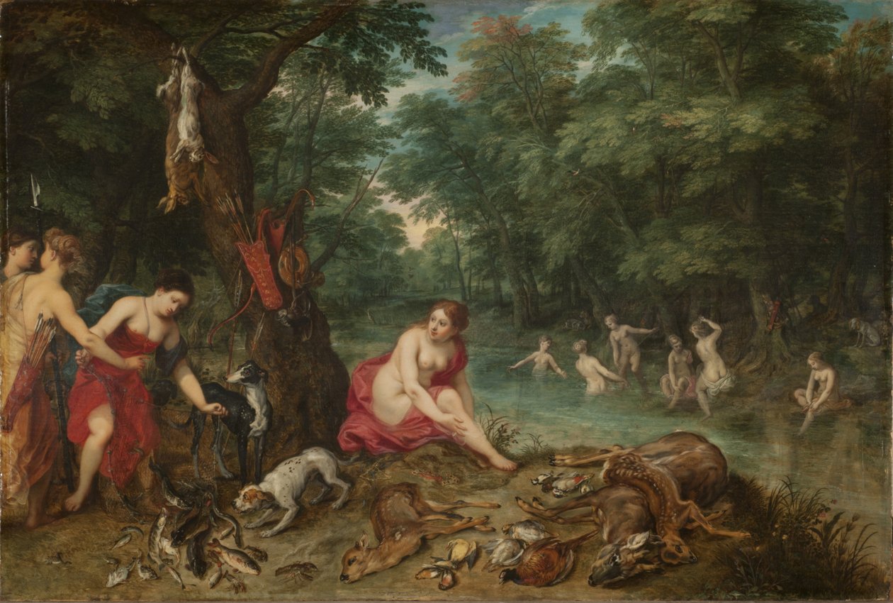 Badenymfer (olie på panel) af Jan and Balen Hendrik van Brueghel