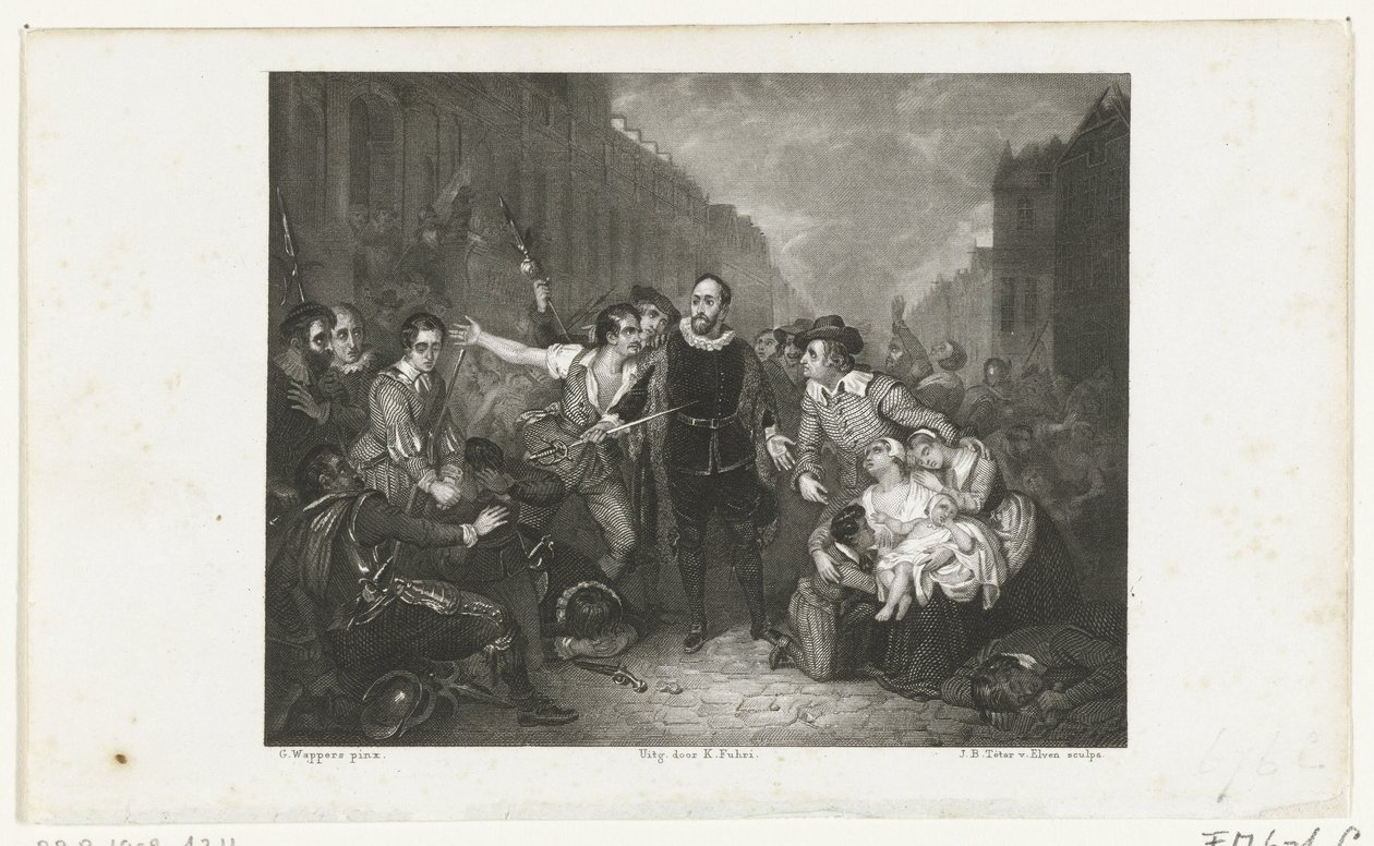 Borgmester Pieter van der Werffs selvopofrelse, 1574 af Jan Baptist Tetar van Elven