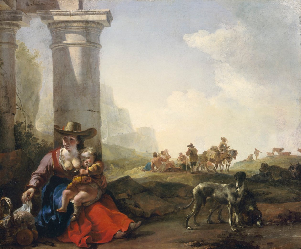 Italienske bønder blandt ruiner af Jan Baptist Weenix