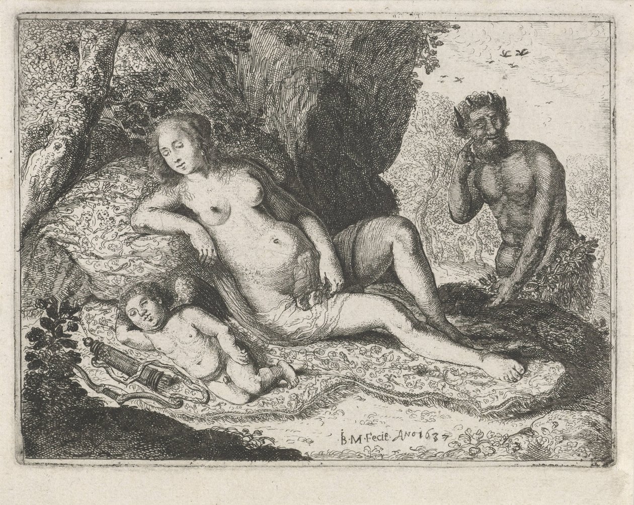 Sovende Venus spioneret af en satyr af Jan Barentsz. Muyckens