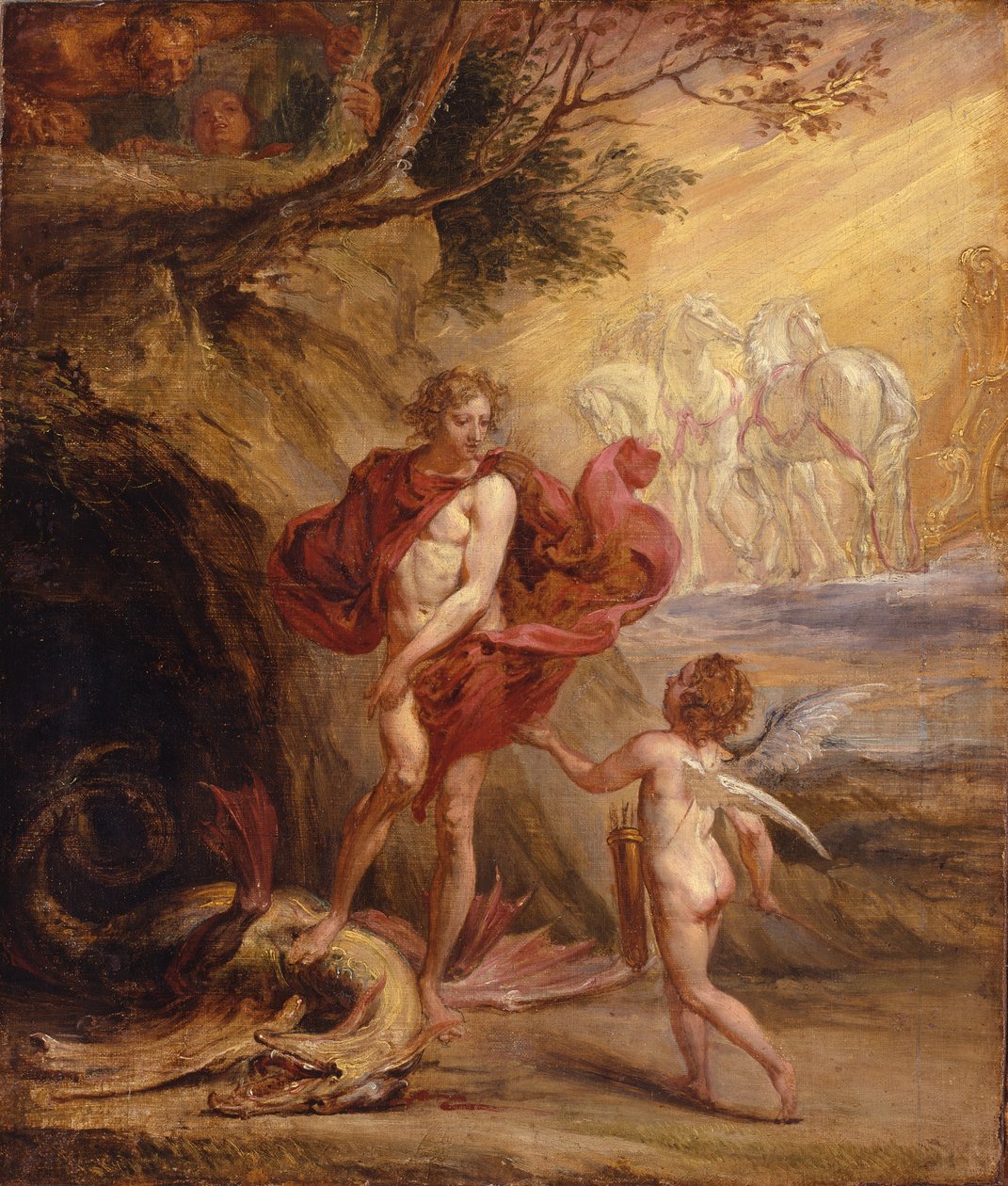 Apollo og Python (olie på lærred) af Jan Boeckhorst