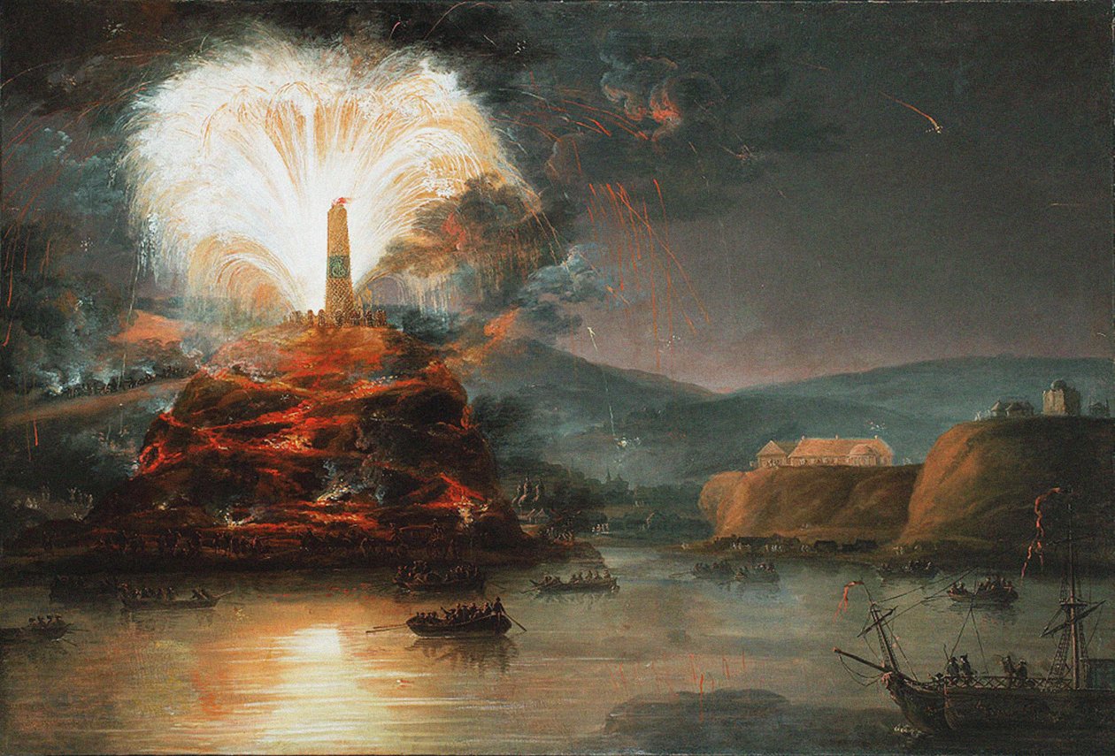 Fyrværkeri ved Kaniow til ære for Catherine II i 1787, 1787 af Jan Bogumil Plersch