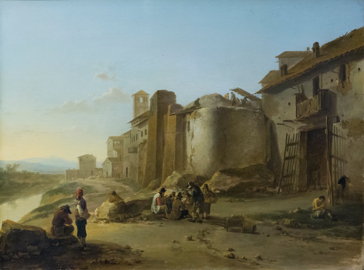 Udsigt over Tiberen, nær ripa bianca 1641 (olie på eg) af Jan Both