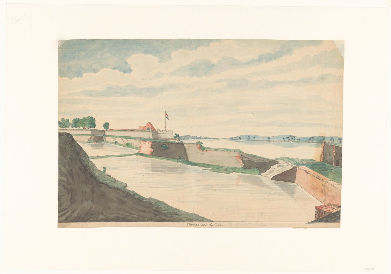 Fort Kraganoor nær Cochin af Jan Brandes (signed by artist)