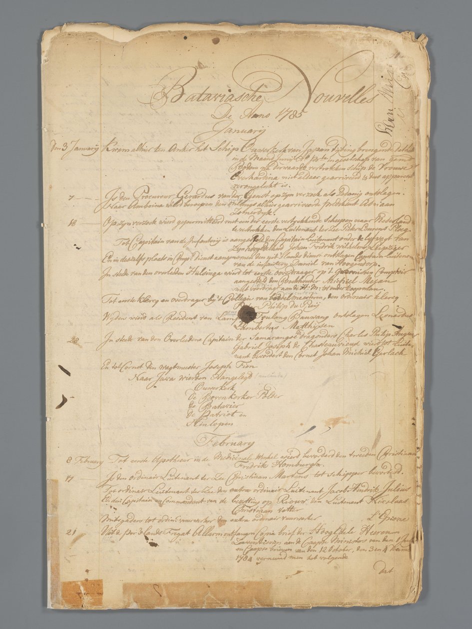 Bataviaasche nyheder 1785 af Jan Brandes
