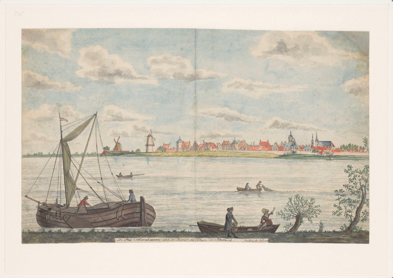Byen Schoonhoven ved floden Rhinen i Holland (titel på objekt) af Jan Brandes