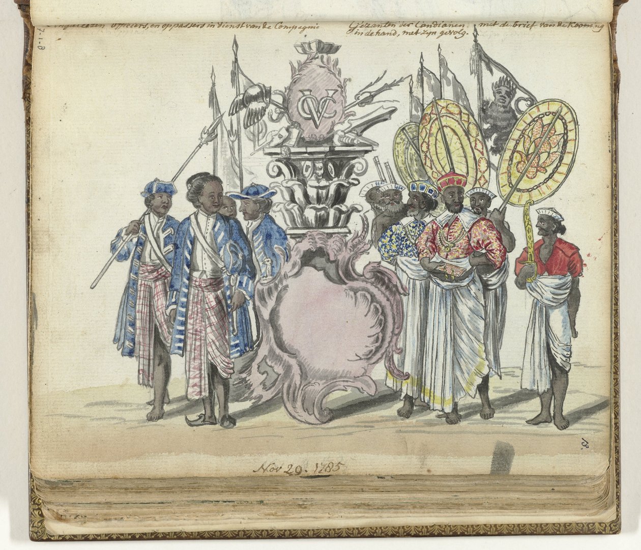Singalesiske soldater i tjeneste for VOC og udsendinge fra kongen af ​​Kandy af Jan Brandes