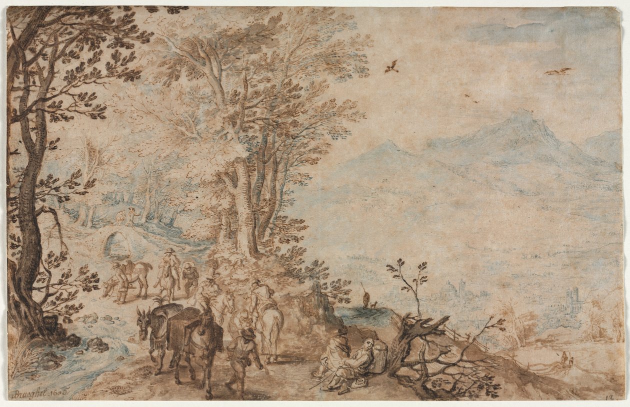 Landskab med rejsende af Jan Brueghel