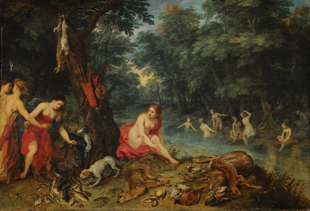 Nymferbad (Dianas nymfer vender tilbage fra fiskeri) af Jan Brueghel the Elder