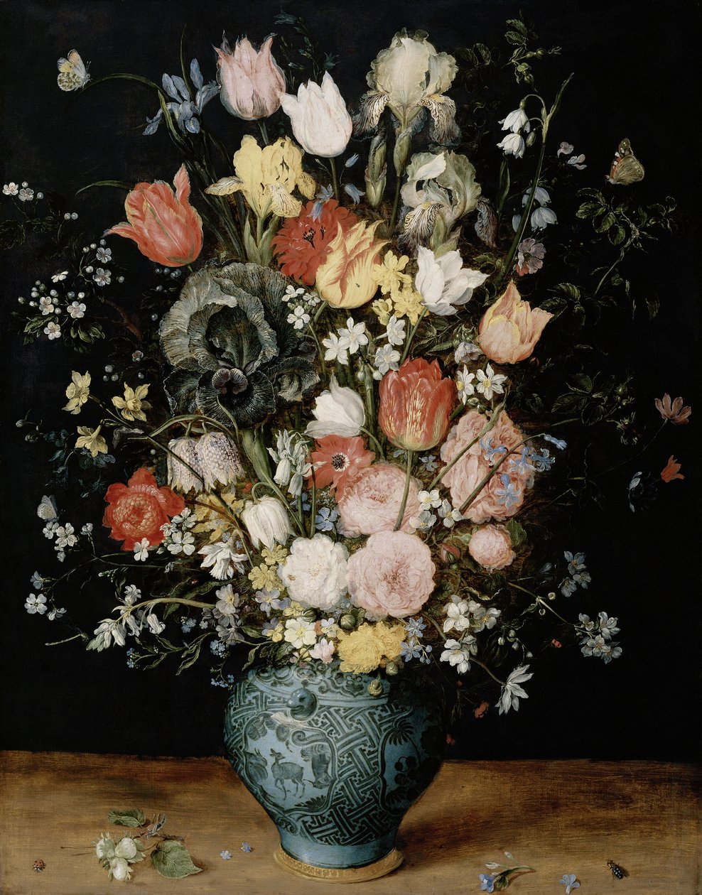Blomster i blå vase, ca 1608. af Jan Brueghel the Elder