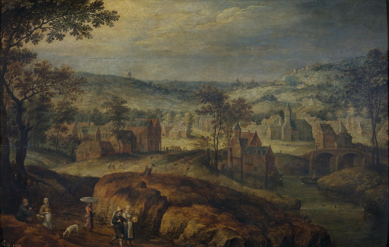 Landskab med landsby af Jan Brueghel the Elder