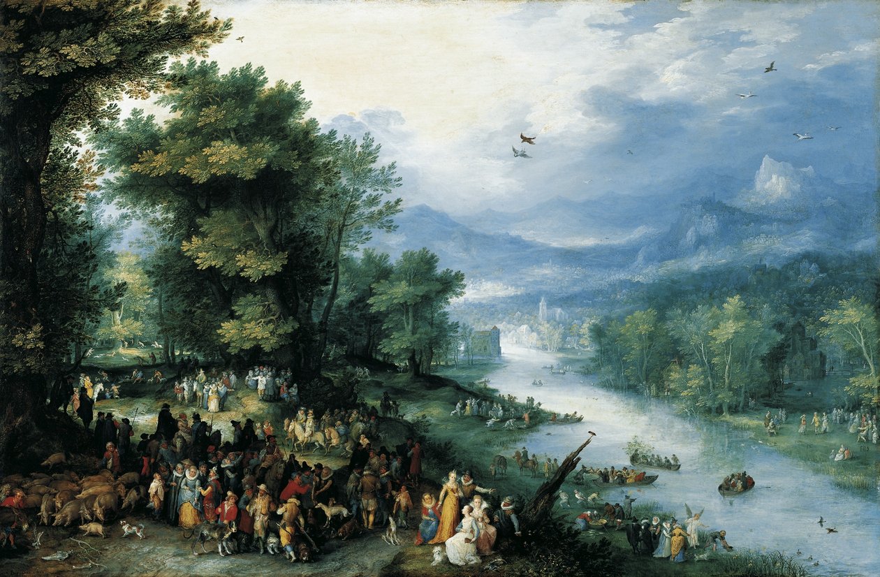 Landskab med unge Tobias af Jan Brueghel the Elder
