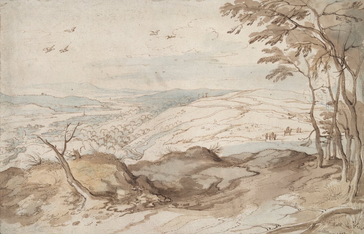 Bjerglandskab med udsigt over en dal af Jan Brueghel the Elder