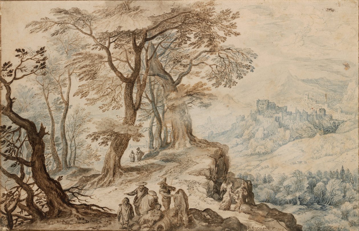 Landskab med Tobias og englen af Jan Brueghel the Younger