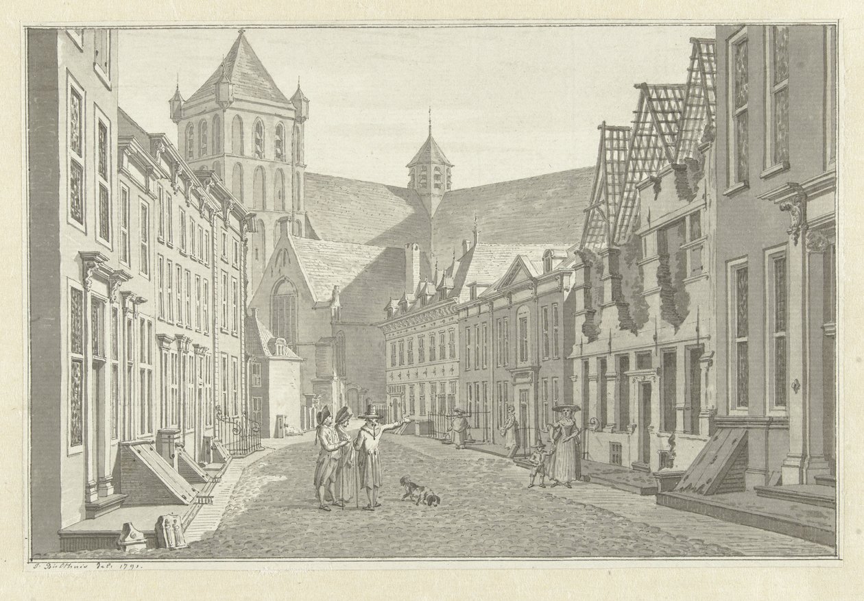 Ruin af Lucas van Stevenincks hus i Middelburg, 1787 af Jan Bulthuis (signed by artist)