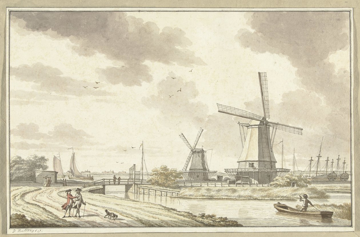 Udsigt ved Zandhoek, uden for Haarlemmerpoort i Amsterdam af Jan Bulthuis