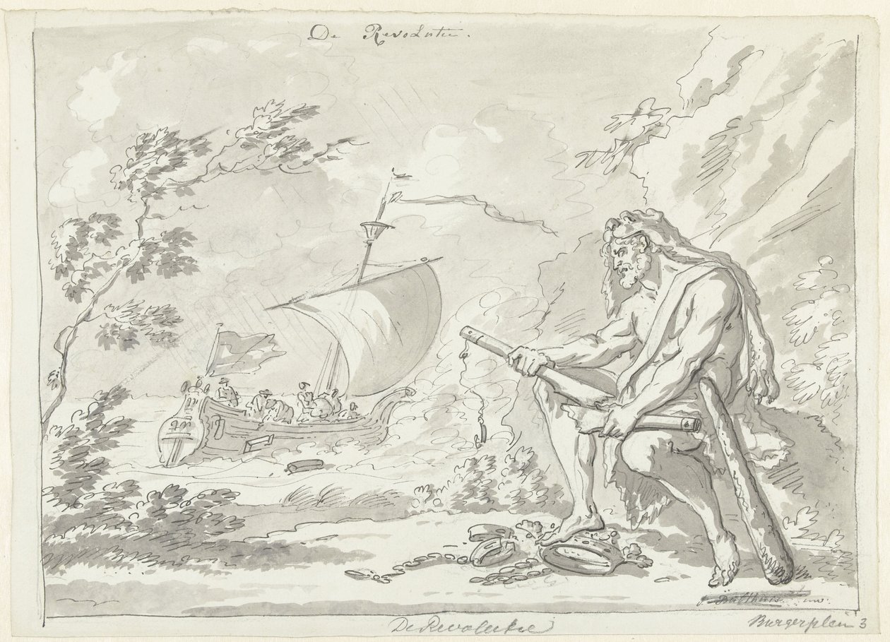 Revolution: Hercules bryder åget Revolutionen (titel på objekt) af Jan Bulthuis