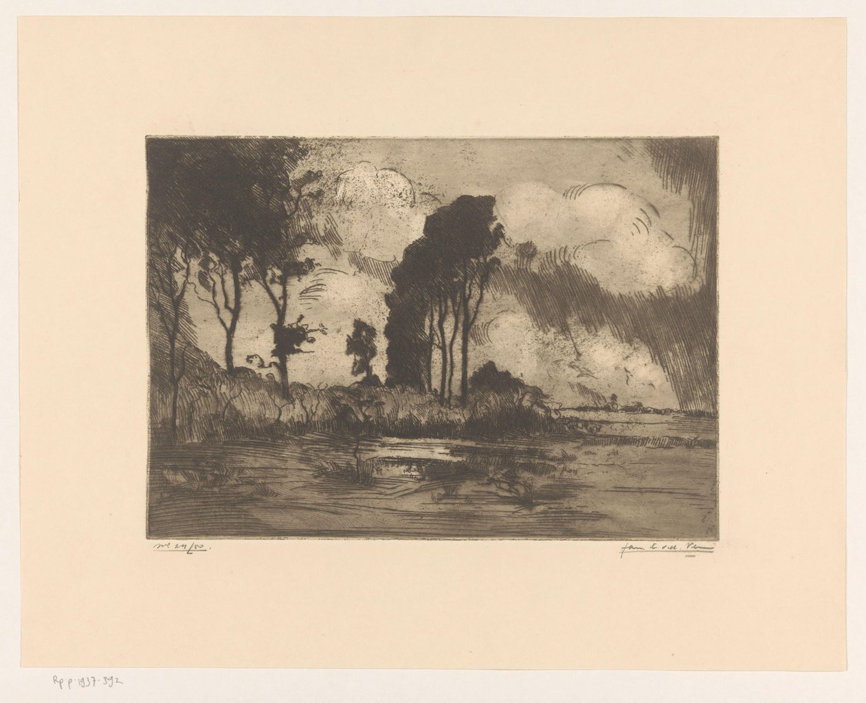 Landskab af Jan C. van der Ven (signed by artist)