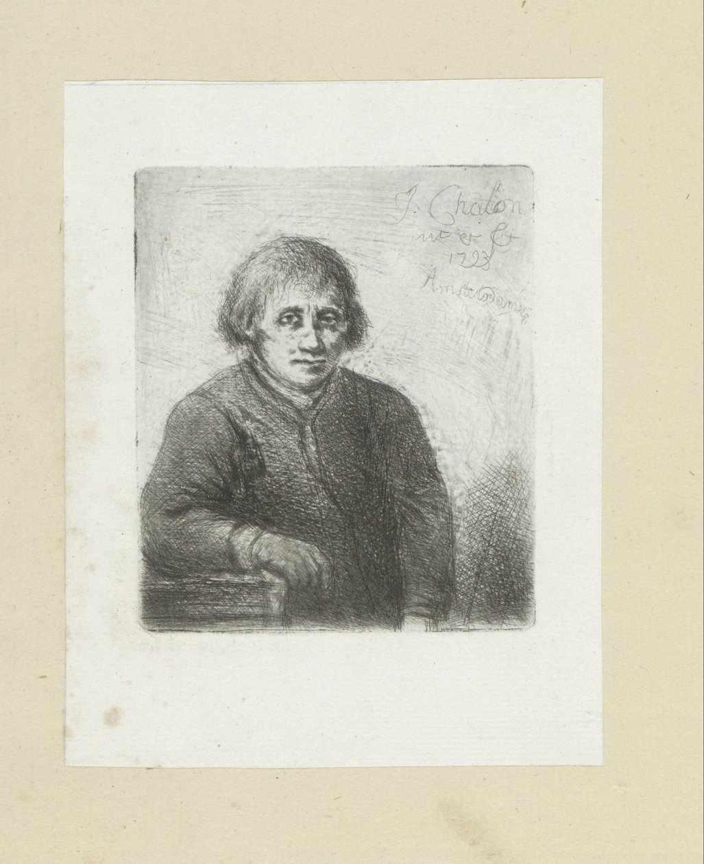 Ung mand lænet på et bord The Compleat Work of Etchings af John Chalon / Oeuvre Complette des Eaux Fortes af Jean Chalon (serietitel) af Jan Chalon