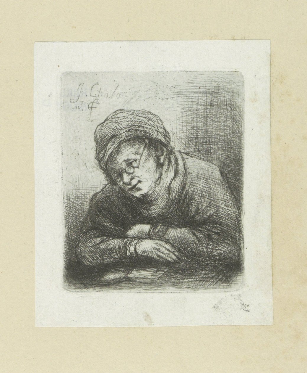 Lezende mand skinner The Compleat Work of Etchings af John Chalon / Oeuvre Complette des Eaux Fortes af Jean Chalon (serietitel) af Jan Chalon