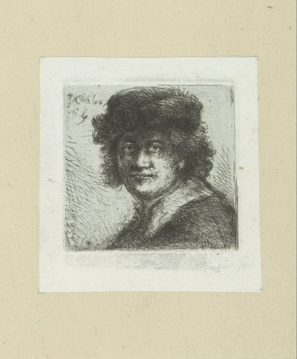 Mand sætter hakke i platte kraag The Compleat Work of Etchings af John Chalon / Oeuvre Complette des Eaux Fortes af Jean Chalon (serietitel) af Jan Chalon