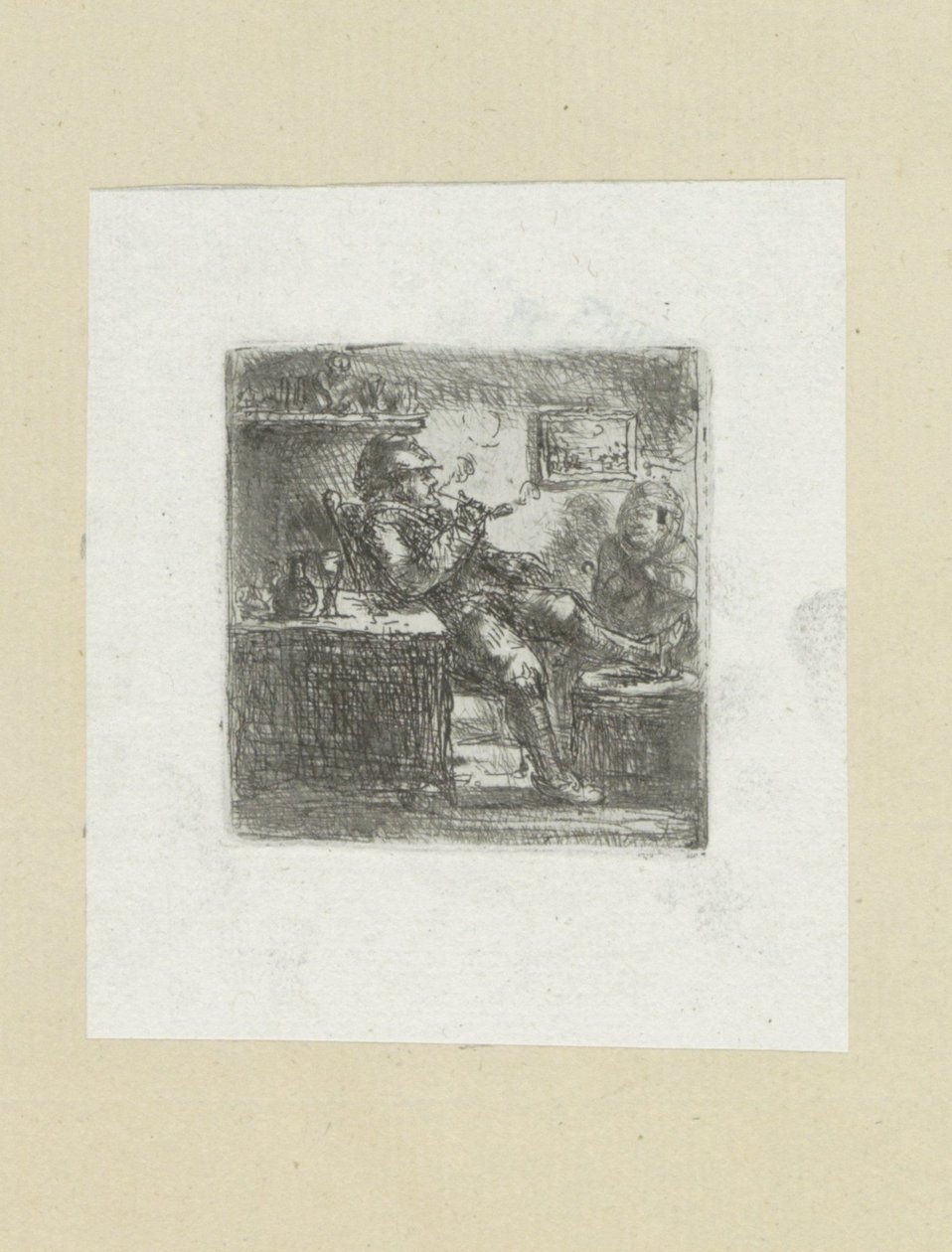 Mand sætter pijp The Compleat Work of Etchings af John Chalon / Oeuvre Complette des Eaux Fortes af Jean Chalon (serietitel) af Jan Chalon