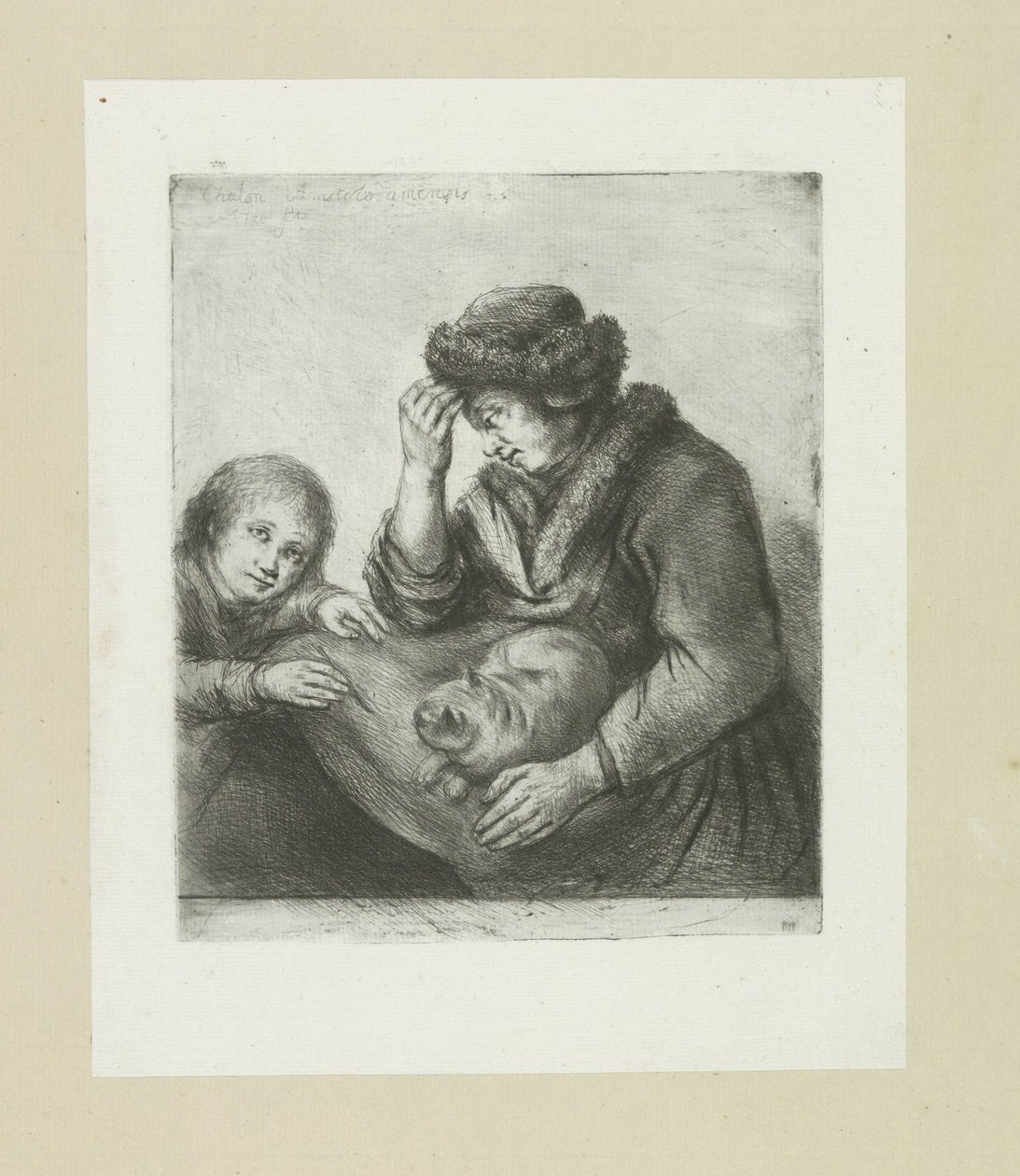 Moder bliver venlig til kat The Compleat Work of Etchings af John Chalon / Oeuvre Complette des Eaux Fortes af Jean Chalon (serietitel) af Jan Chalon