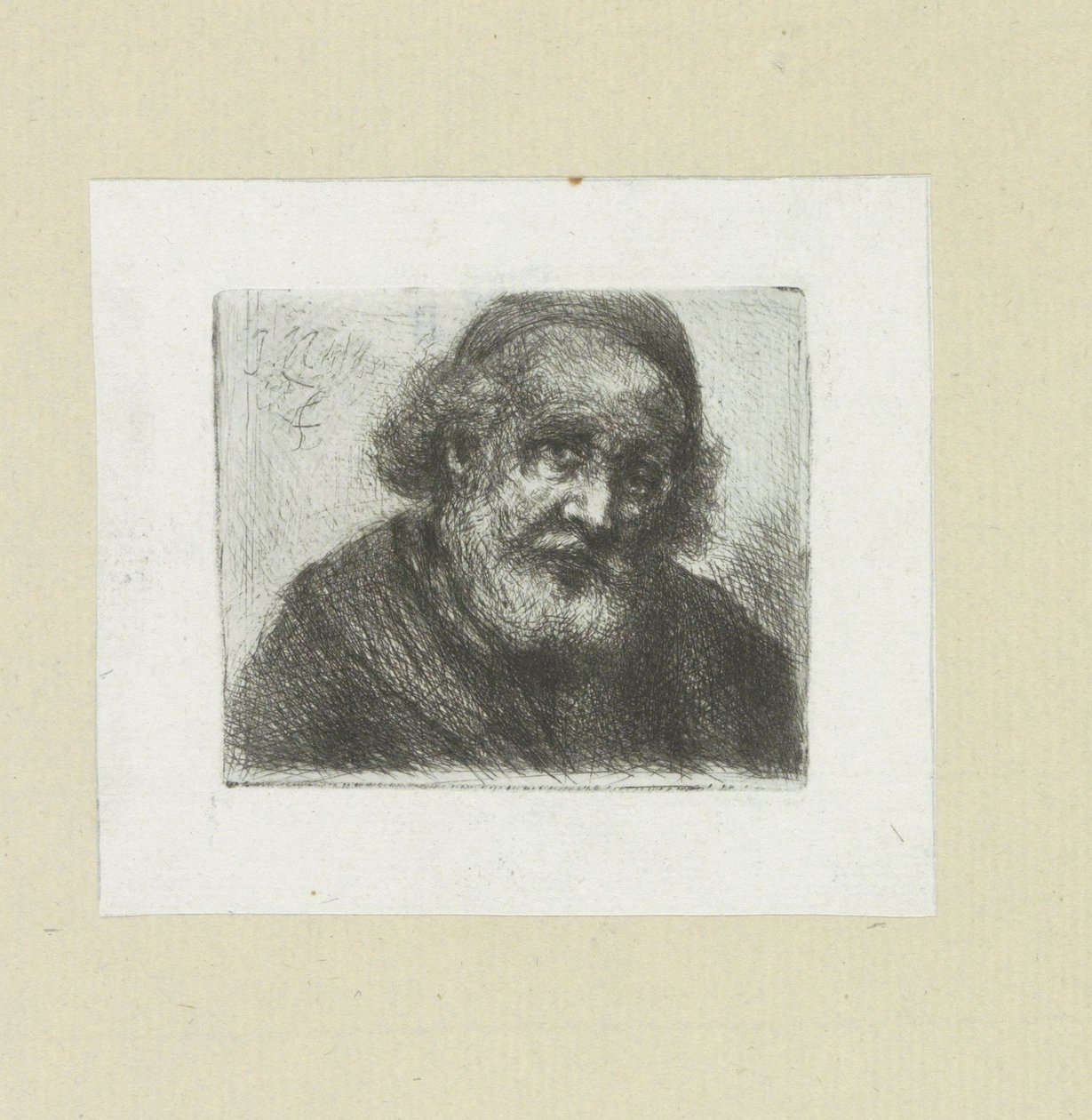 Oude mand sætter baard The Compleat Work of Etchings af John Chalon / Oeuvre Complette des Eaux Fortes af Jean Chalon (serietitel) af Jan Chalon