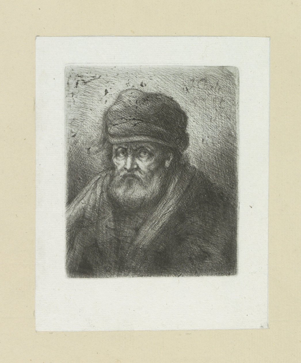 Oude mand sætter baard i muts The Compleat Work of Etchings af John Chalon / Oeuvre Complette des Eaux Fortes af Jean Chalon (serietitel) af Jan Chalon