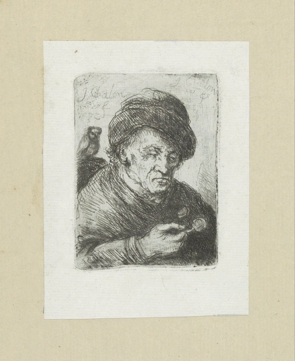 Oude mand skinner i uil The Compleat Work of Etchings af John Chalon / Oeuvre Complette des Eaux Fortes af Jean Chalon (serietitel) af Jan Chalon