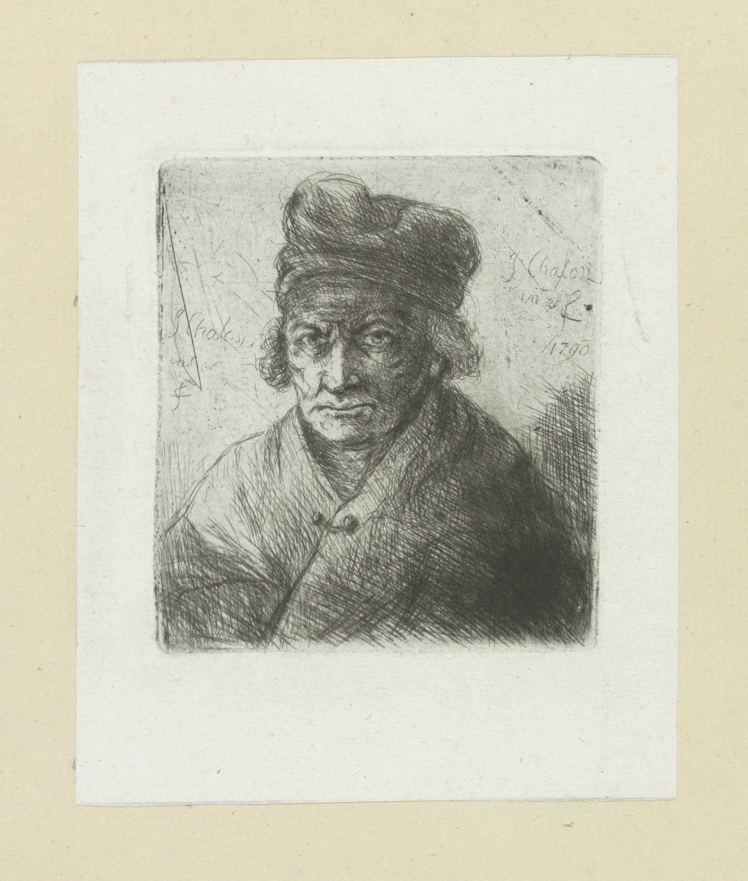 Oude mand sætter muts The Compleat Work of Etchings af John Chalon / Oeuvre Complette des Eaux Fortes af Jean Chalon (serietitel) af Jan Chalon