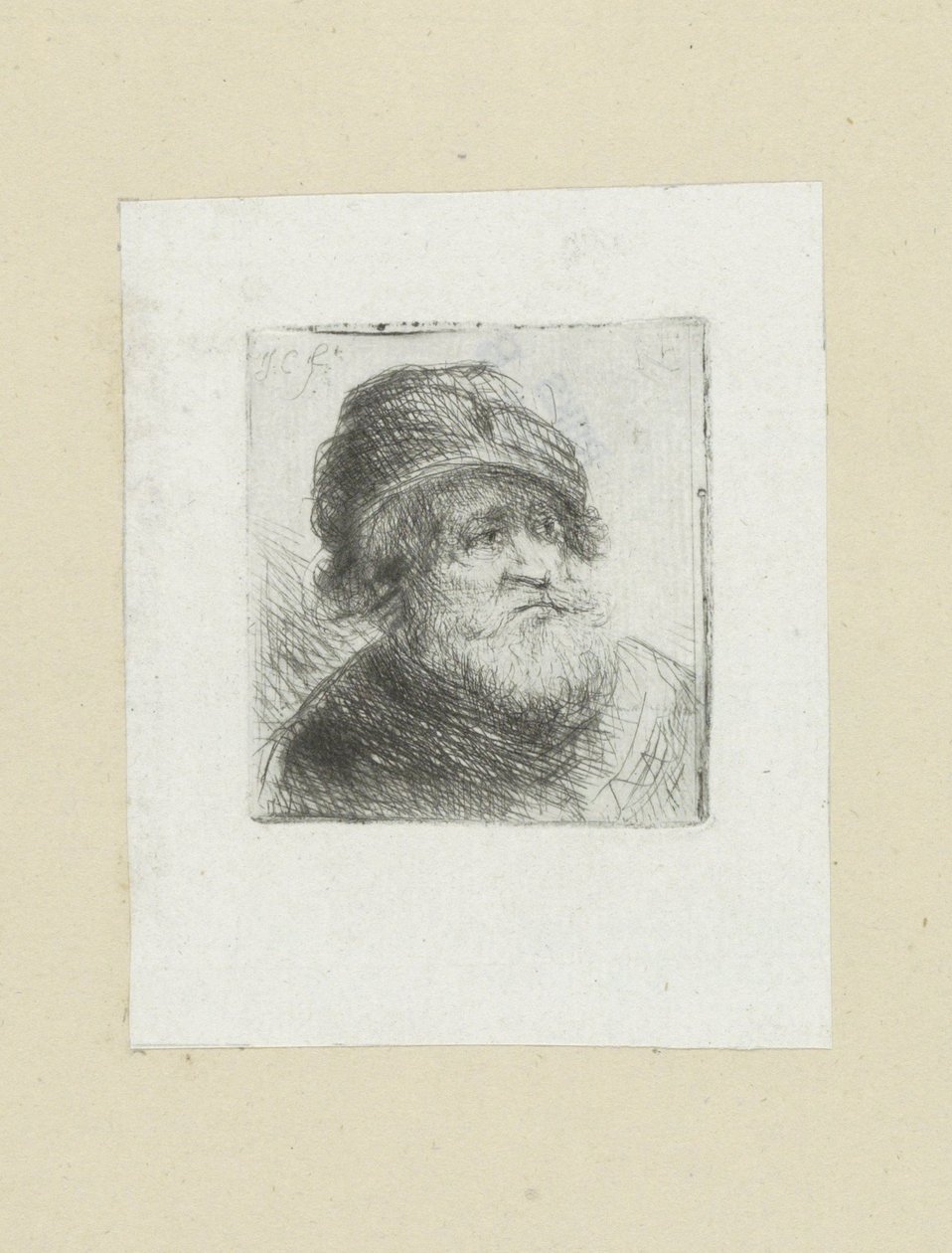 Oude mand tager tulband på The Compleat Work of Etchings af John Chalon / Oeuvre Complette des Eaux Fortes af Jean Chalon (serietitel) af Jan Chalon