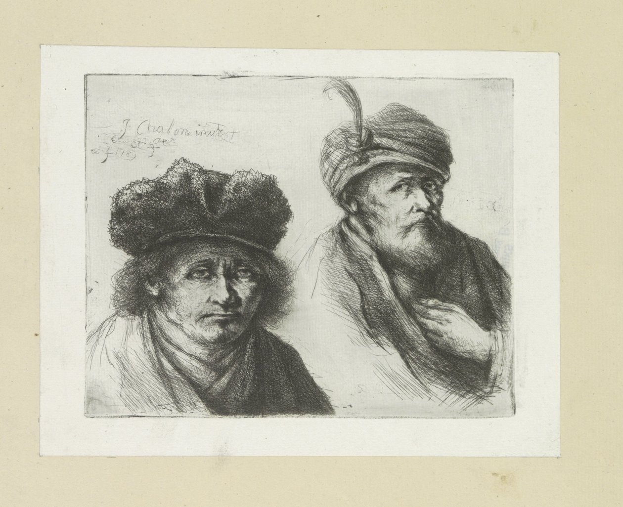Twee mannen sætter hakkede i tulband The Compleat Work of Etchings af John Chalon / Oeuvre Complette des Eaux Fortes af Jean Chalon (serietitel) af Jan Chalon
