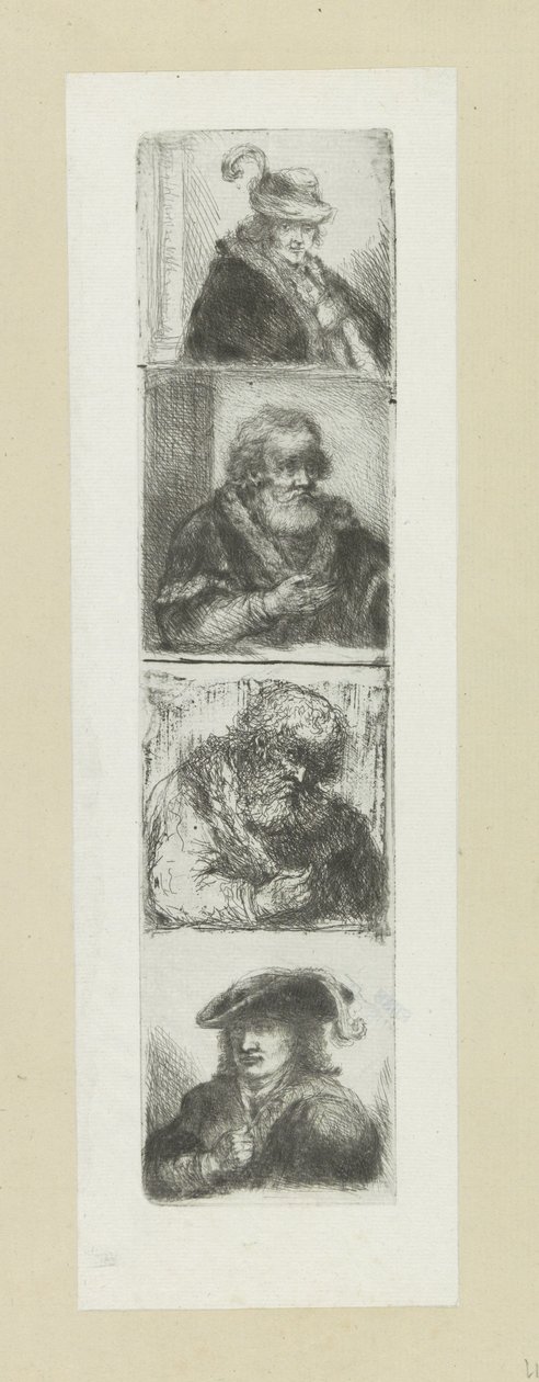 Vier mansportretten The Compleat Work of Etchings af John Chalon / Oeuvre Complette des Eaux Fortes af Jean Chalon (serietitel) af Jan Chalon