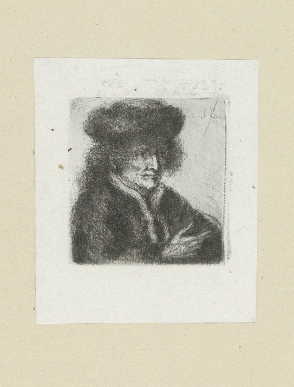 Volwassen mand sætter bontmuts The Compleat Work of Etchings af John Chalon / Oeuvre Complette des Eaux Fortes af Jean Chalon (serietitel) af Jan Chalon
