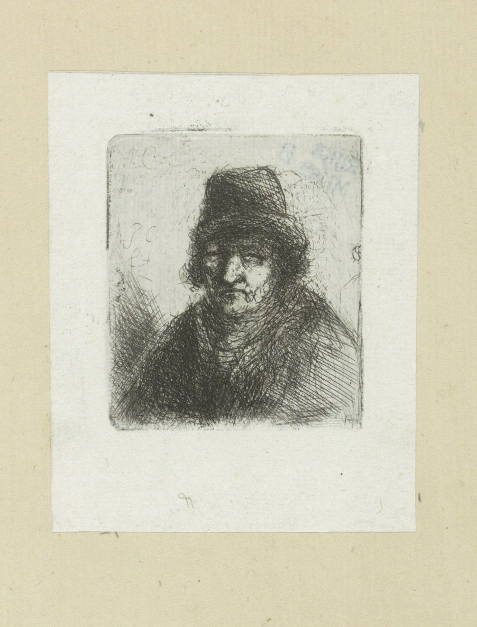 Volwassen mand sætter hoed The Compleat Work of Etchings af John Chalon / Oeuvre Complette des Eaux Fortes af Jean Chalon (serietitel) af Jan Chalon