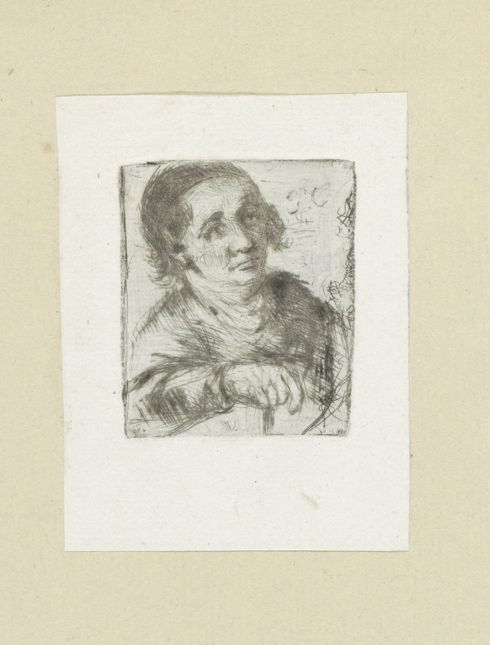Volwassen mand sætter stok The Compleat Work of Etchings af John Chalon / Oeuvre Complette des Eaux Fortes af Jean Chalon (serietitel) af Jan Chalon