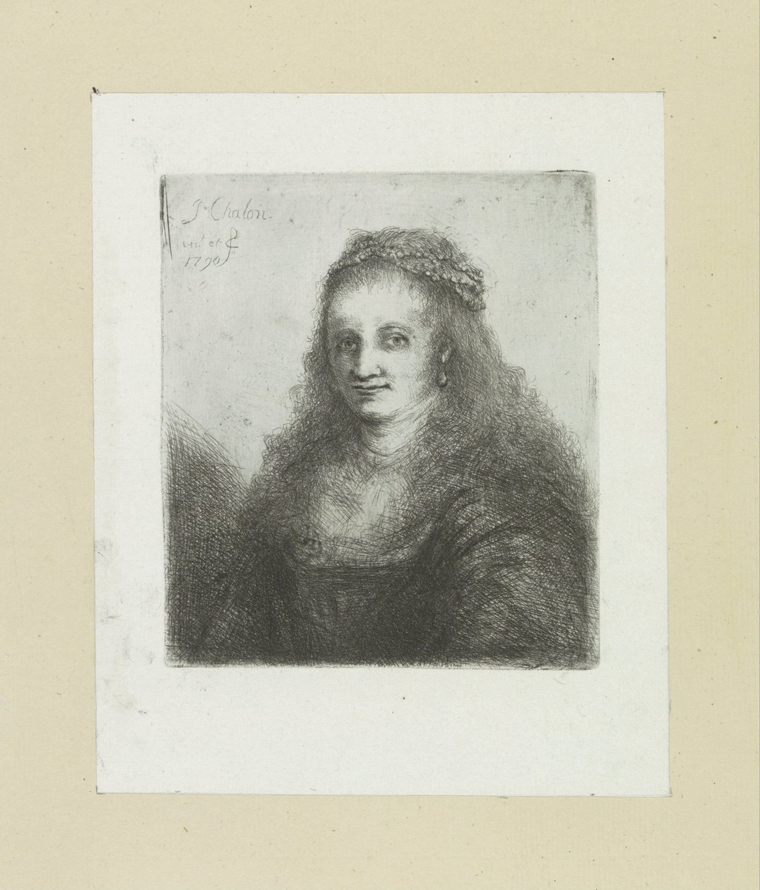 Kvinde med en perlekæde i håret The Compleat Work of Etchings af John Chalon / Oeuvre Complette des Eaux Fortes af Jean Chalon (serietitel) af Jan Chalon
